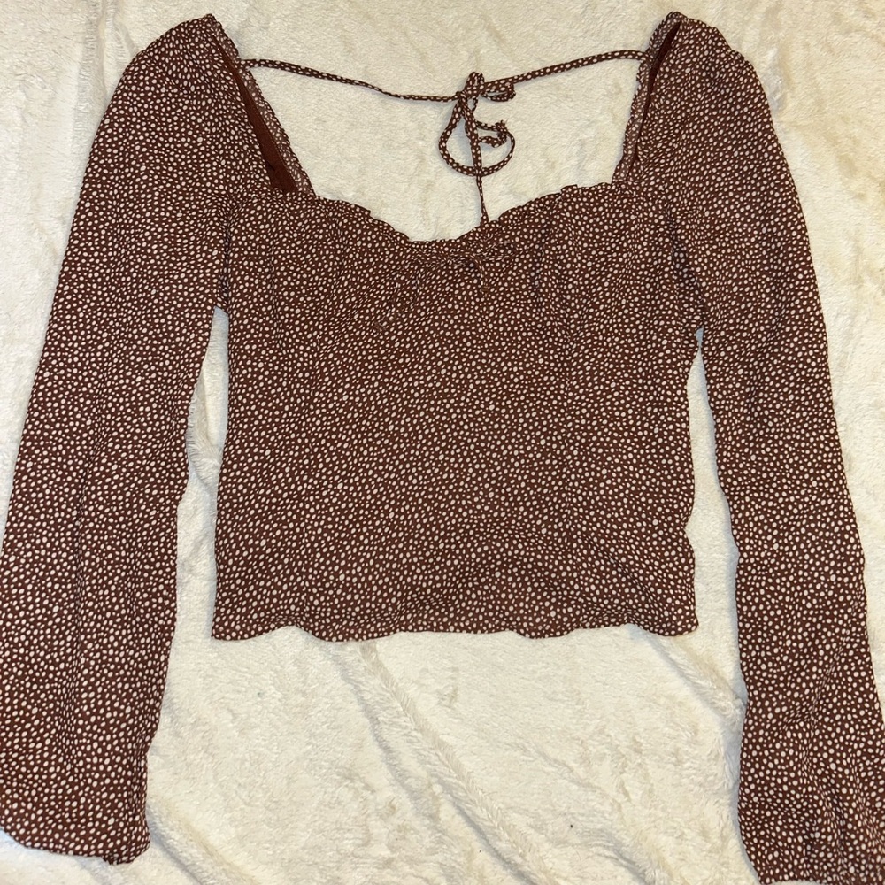 brown polka dot abercrombie top